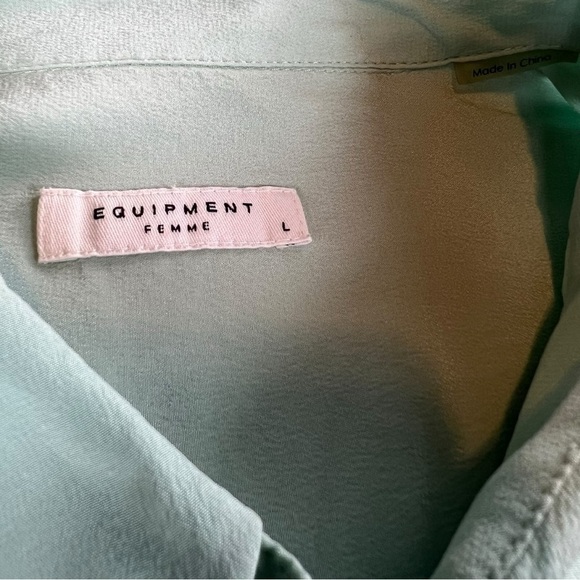 Equipment Femme Women’s Silk Long Sleeve Shirt In Jade Green Size Large - Picture 5 of 10